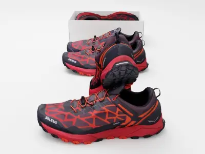Pair of trekking shoes sneakers outdoor footwear 3D model