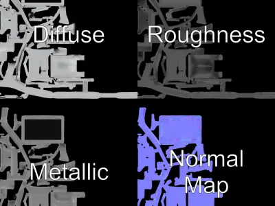 Modern Metal Table with Sleek Base model pack Low-poly 3D model