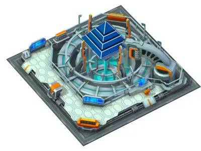 isometrical Computing Center Server Core Low-poly 3D model