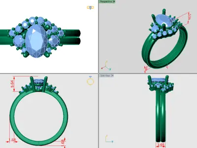 Oval solitare with weeding band set 3D print model