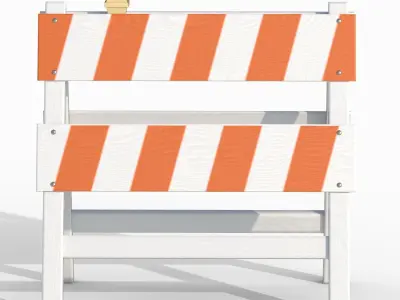 Wood Traffic Barrier Low-poly 3D model