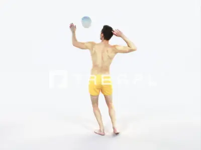 Virtue 04L Beach Serving Sports Man Low-poly 3D model