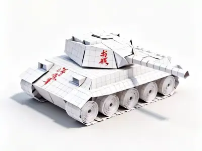 Origami Papercraft Battle Tank 3D Model Low-poly 3D model