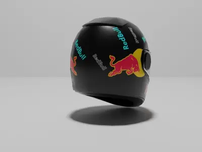 Red bull Helmet Low-poly 3D model