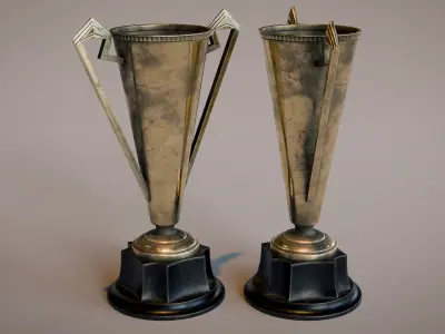Art Deco Trophy Set Low-poly 3D model