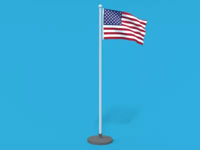 Low Poly Seamless Animated USA Flag Low-poly 3D model