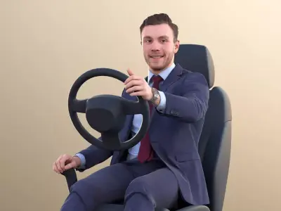 Robb 10953 - Business Man Driving A Car 3D model