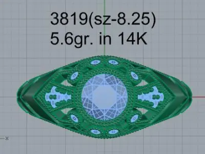 Round Diamond Milgrain Ring 3819 3D print model