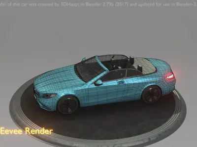 City Car 60 Top-Class Cabrio Open Type-A Blue Low-poly 3D model