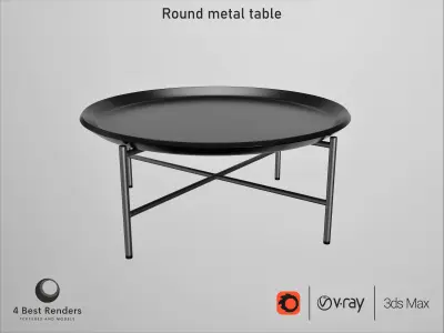 Round metal table 02 Low-poly 3D model