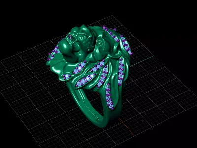 lions rings Low-poly 3D model