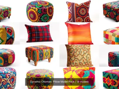 Dynamic Ottoman  Pillow Model Pack 3D Model Collection