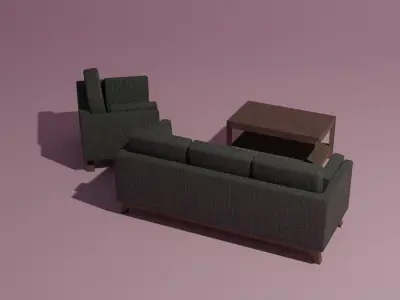Couch sofa coffee table set 3D model