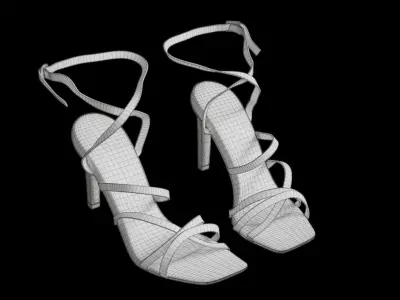 Italian Leather Strappy Sandals Low-poly 3D model
