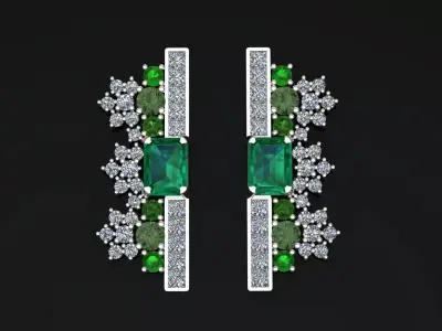 High jewellry emelad earing 3D print model