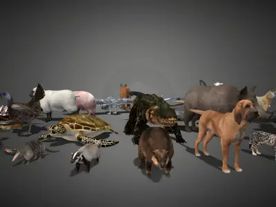 50 Realistic Animals FULL PACK Low-poly 3D model