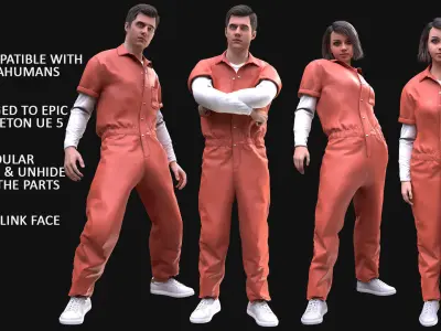 Mens and Womens Prison Uniform 1 3D Model Collection