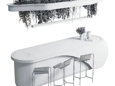 Reception Desk for Restaurant and Caffe set 06 Low-poly 3D model