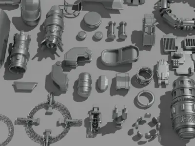 Spaceship Parts Kitbash Pack 3D model