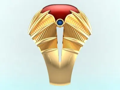  Mens oval stone ring - Mens ring - N230 3D print model