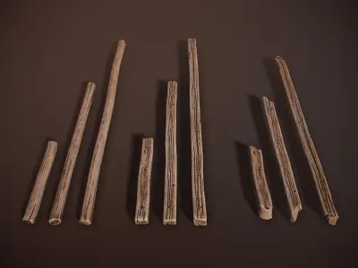 stylized Wood Sticks PBR Low-poly 3D model