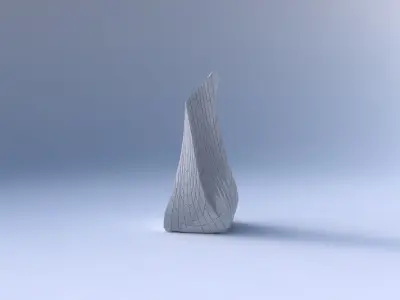 Vase twisted squeezed and bent quadratic with wavy grid plates 3D print model