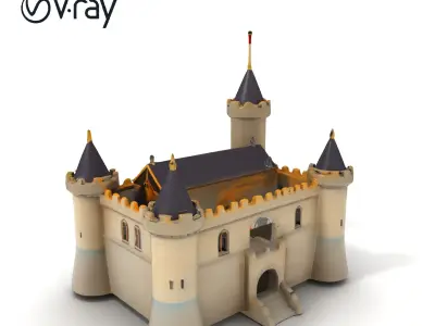 Medieval Castle Model Pack with Towers and Flags Low-poly 3D model