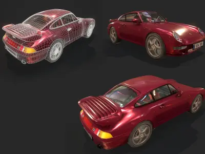 Porsche 911 993 Turbo Low-poly 3D model