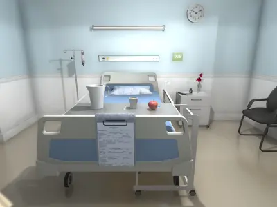 Hospital Room Low-poly 3D model