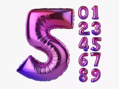 Foil air balloon numbers 01 3D model