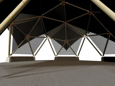 BAMBOO CANOPY GEODESIC TENT BAKED 3D model
