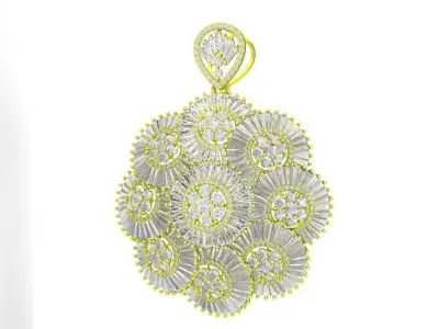 7324 luxury diamond baguette women pendant 3D print model