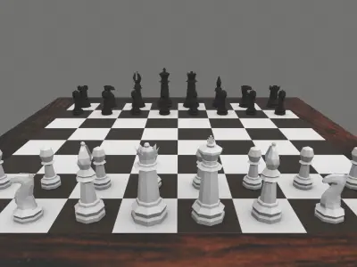 Chess Set Game-Ready board Low-poly 3D model