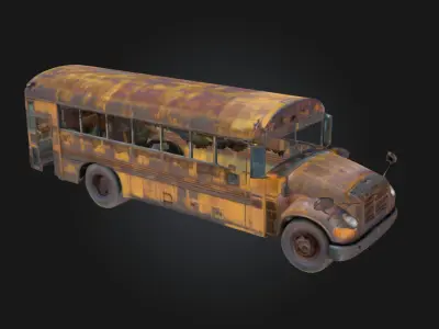 Abandoned School Bus  Haunting Relic of Forgotten Roads 3D model