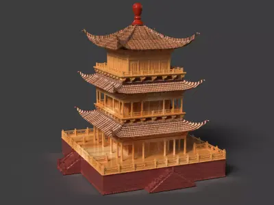 Chinese ancient house  3D model 32