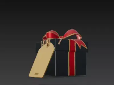 3D Black Gift Box Red Ribbon Black Friday 3D print model