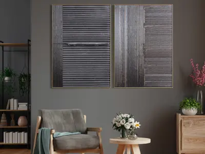 Plaster Two Photo Frame 05 Low-poly 3D model