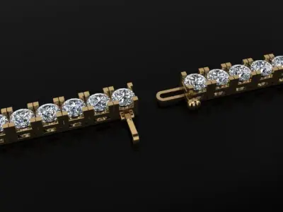 Box Style Diamond Tennis Bracelet 4mm50 3D print model