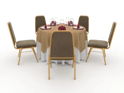 Banquet Table and Chair 08 3D model