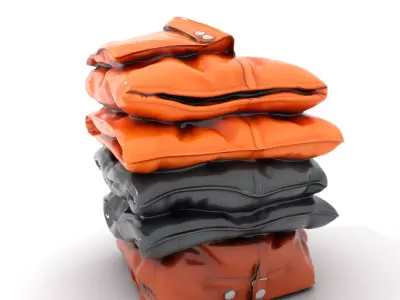 Stacked Leather Cushions model pack Low-poly 3D model