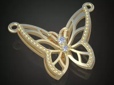 Butterfly Pendant  3D 0123 printable model11 3D print model