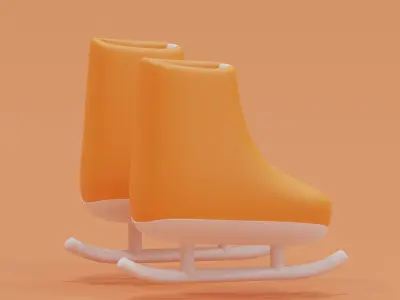 Cartoon Ice Skates Icon 3D model