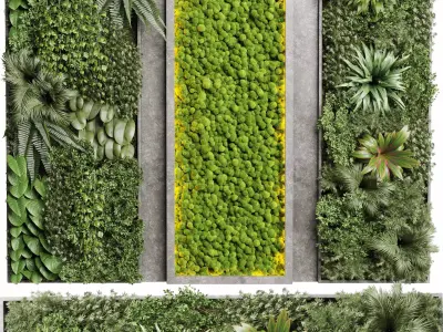 Concrete frame Vertical plant and moss garden wall box 3D model