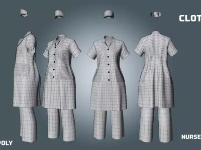 nurse uniform - clothyfic outfit Low-poly 3D model