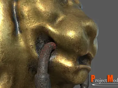  Door Lion Head-Version 001 Low-poly 3D model