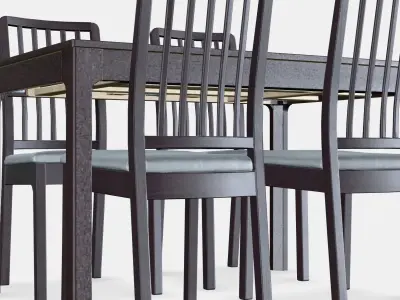 EKEDALEN - EKEDALEN table and 4 chairs Low-poly 3D model