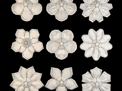 Ornament Flowers Pack 02 3D model