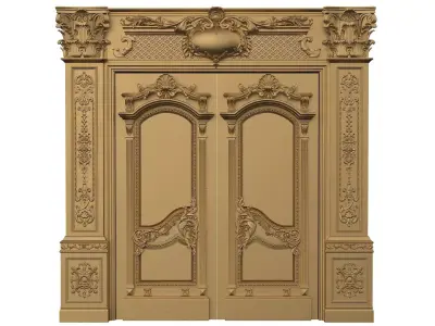 Royal style gold plated classic door A 3D model
