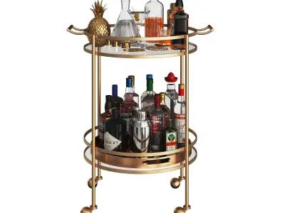 Mini Bar Beverage Table 3D model