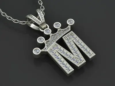 M letter pendant 3D print model